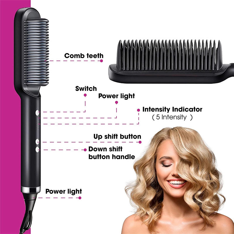 Sheluxe 2 in 1 hair straightener and curler with comb teeth and intensity indicator for styling