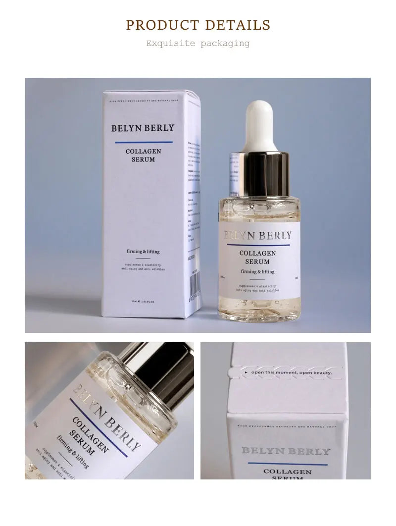 Sheluxe Belyn Berly retinol collagen face serum bottle and packaging for firming and lifting