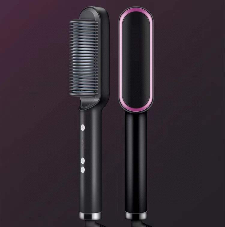 Sheluxe 2 in 1 hair straightener and curler with black and pink design and digital controls