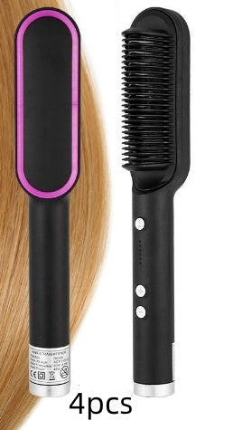 Sheluxe 2 in 1 hair straightener and curler with black handle and purple edge heating plate