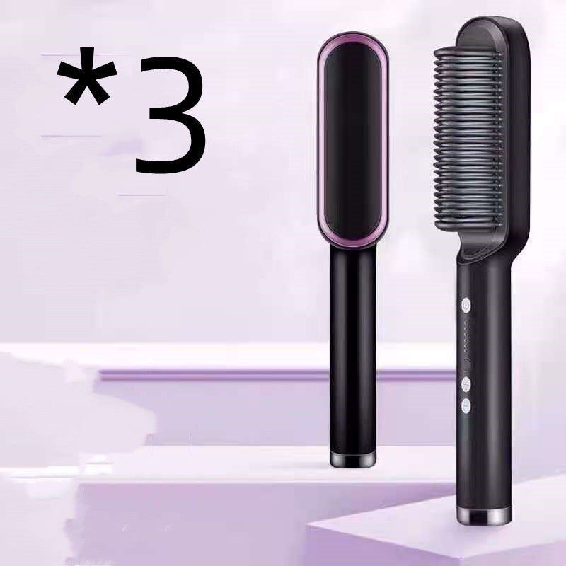 Sheluxe 2 in 1 hair straightener and curler with sleek black and purple design shown from front and back