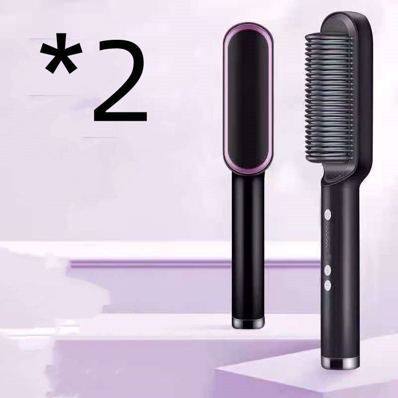 Sheluxe 2 in 1 hair straightener and curler with sleek black design and built-in comb