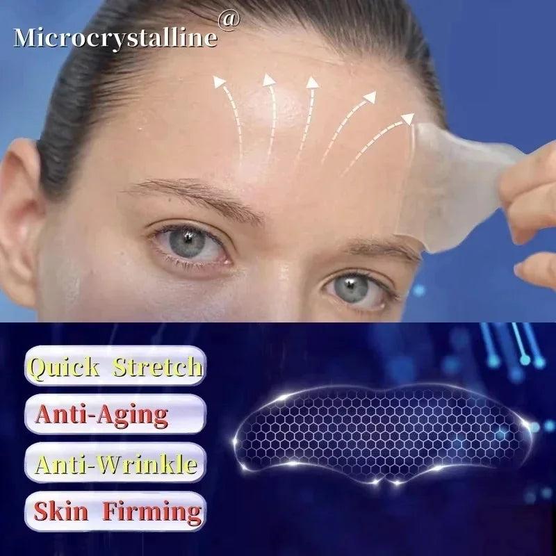 Sheluxe deep nourishing facial wrinkle patches applied on forehead for anti-aging and skin firming