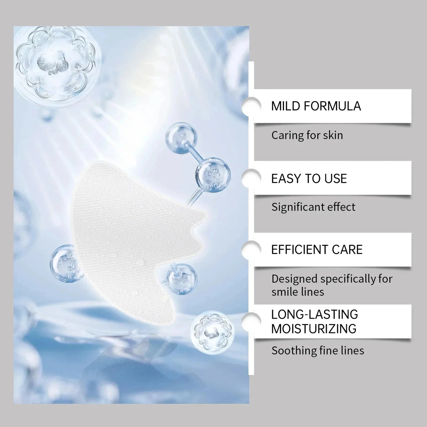 Sheluxe deep nourishing facial wrinkle patches with mild formula and long-lasting moisturizing for smile lines
