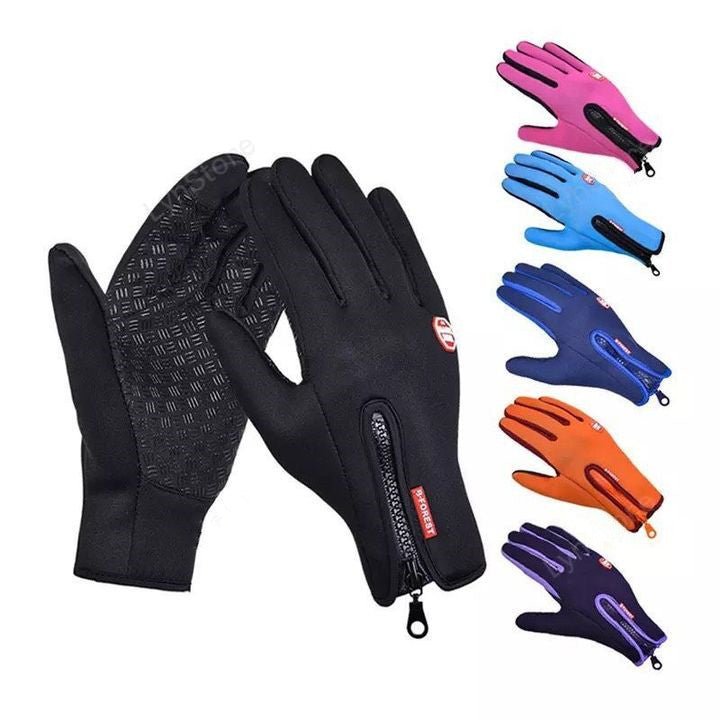 Sheluxe warm sports gloves for men and women in multiple colors with zipper and grip palm