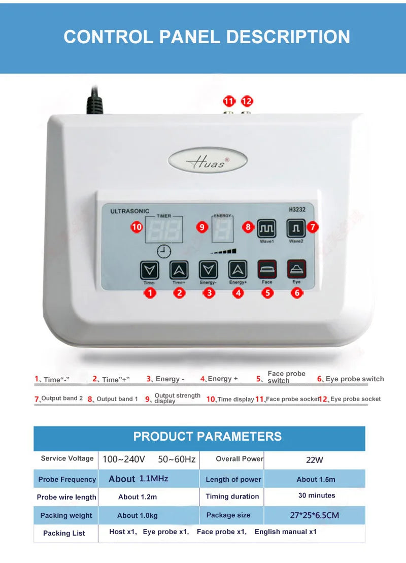 Sheluxe high frequency skin tightening machine control panel with buttons and digital display