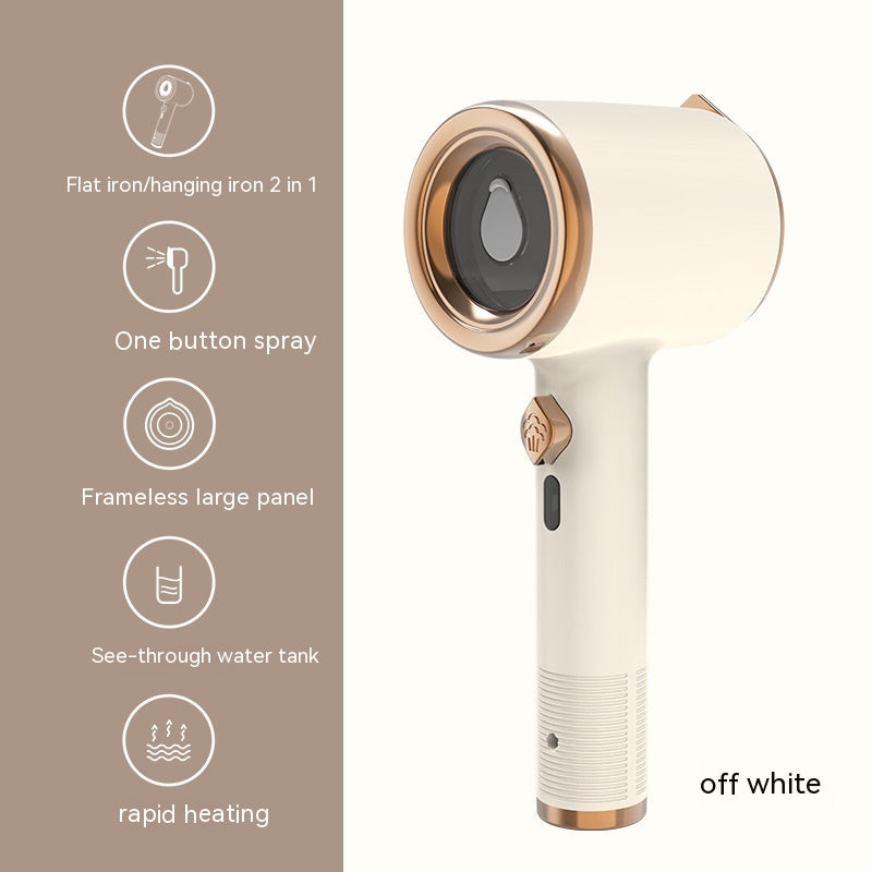 Nutritea off white portable garment steamer for travel with flat iron and hanging iron 2 in 1 design