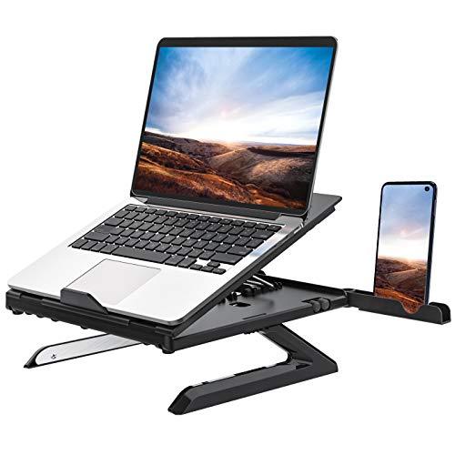 Sheluxe portable laptop stand adjustable with black foldable design and phone holder