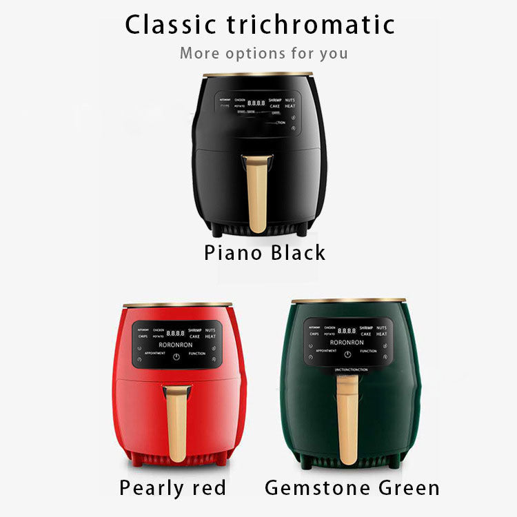 Nutritea oil free air fryer for kitchen in classic trichromatic colors piano black, pearly red, and gemstone green