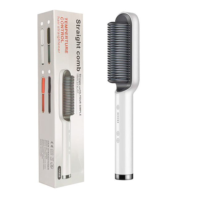 Sheluxe 2 in 1 hair straightener and curler white straight comb with temperature control