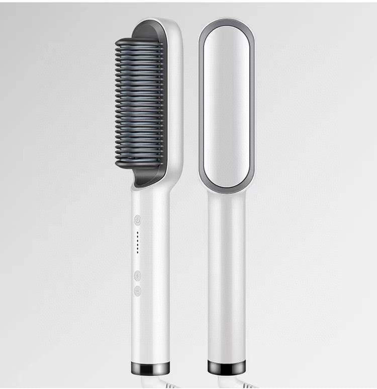 Sheluxe 2 in 1 hair straightener and curler in sleek white with ergonomic handle and digital controls
