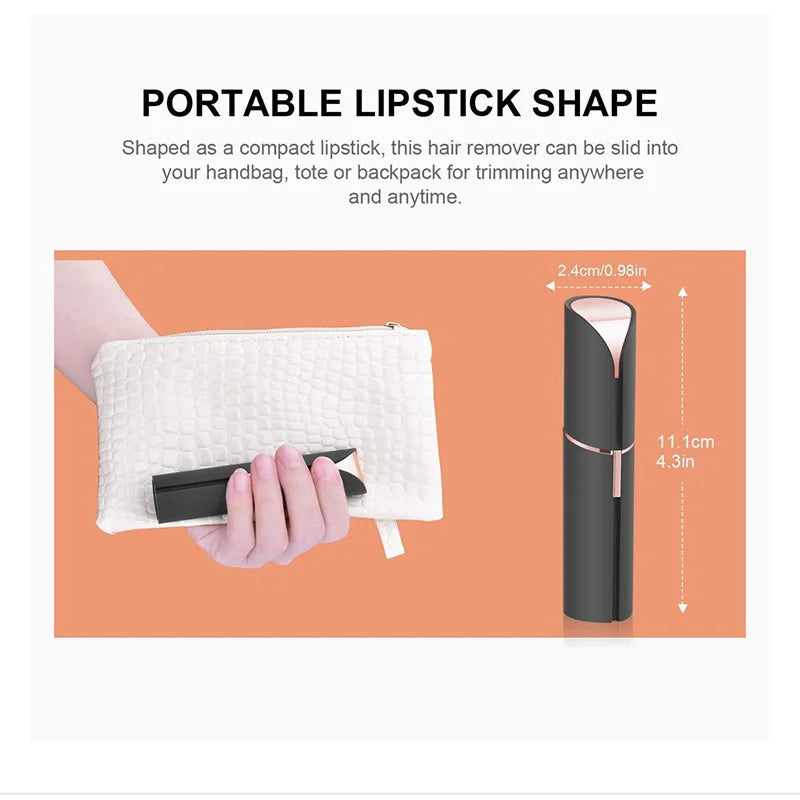Sheluxe women's electric razor for face in compact lipstick shape with portable design