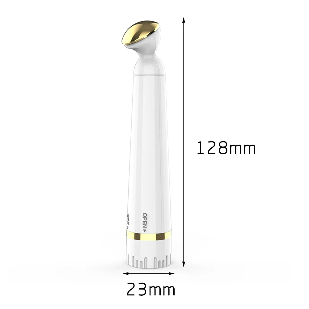 Sheluxe compact anti ageing eye wrinkle remover device with gold-accented tip and white body