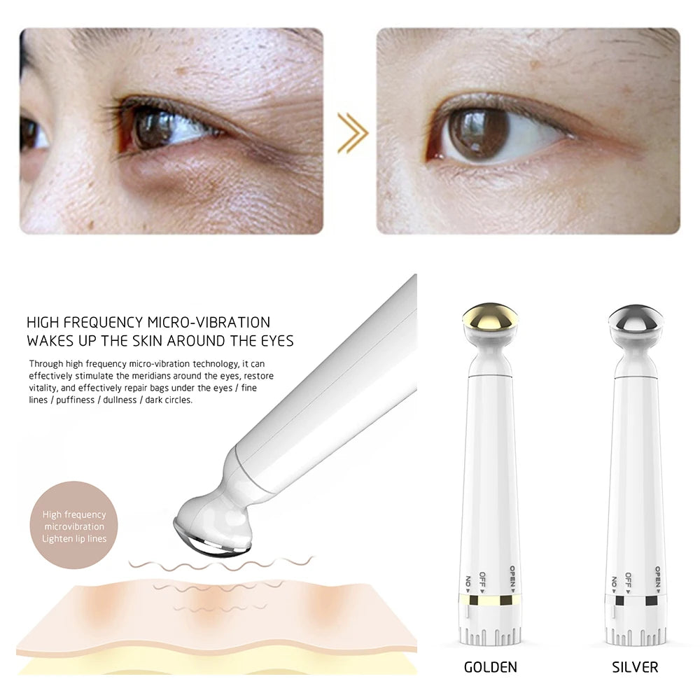 Sheluxe anti ageing eye wrinkle remover device with high frequency micro-vibration for reducing fine lines and puffiness