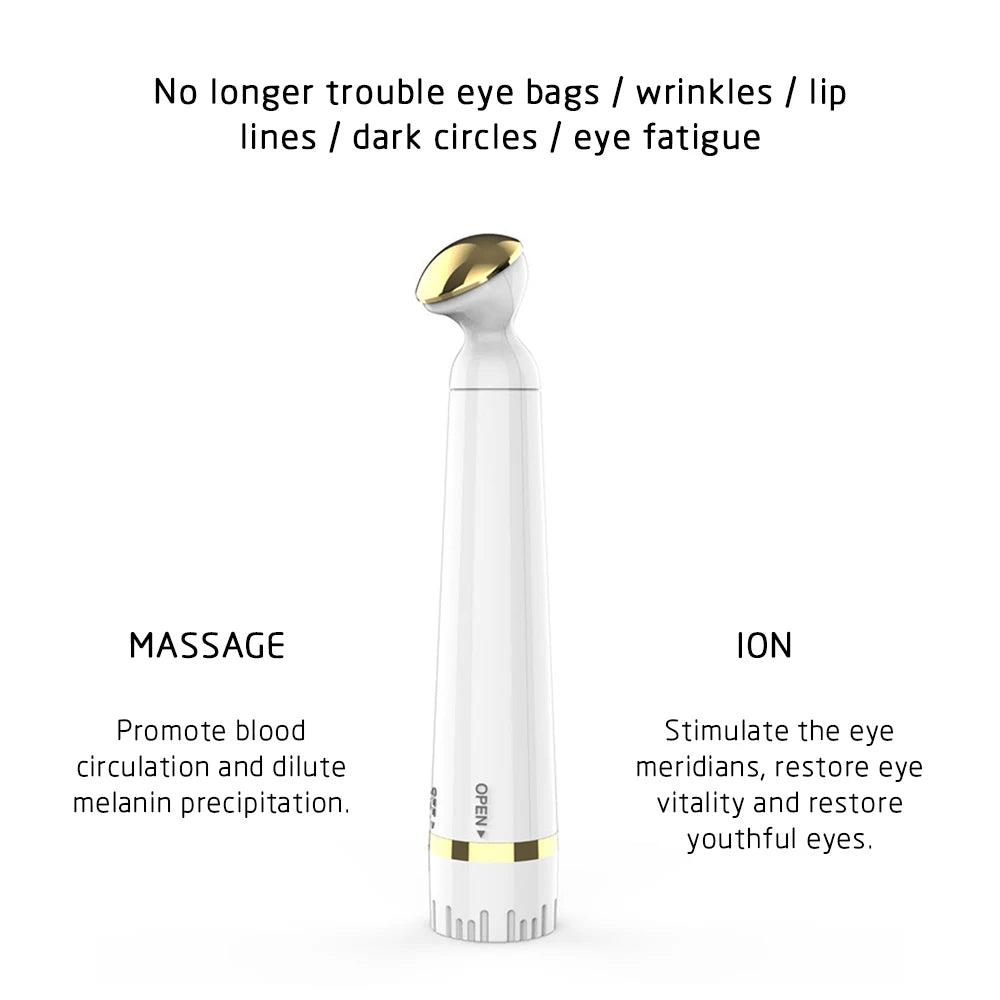 Sheluxe anti ageing eye wrinkle remover device with massage and ion functions to reduce eye bags and dark circles
