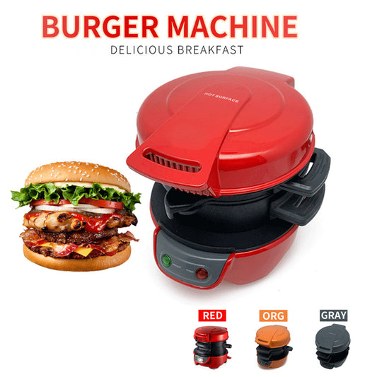 Nutritea 3 in 1 sandwich and burger machine in red with digital controls and burger image