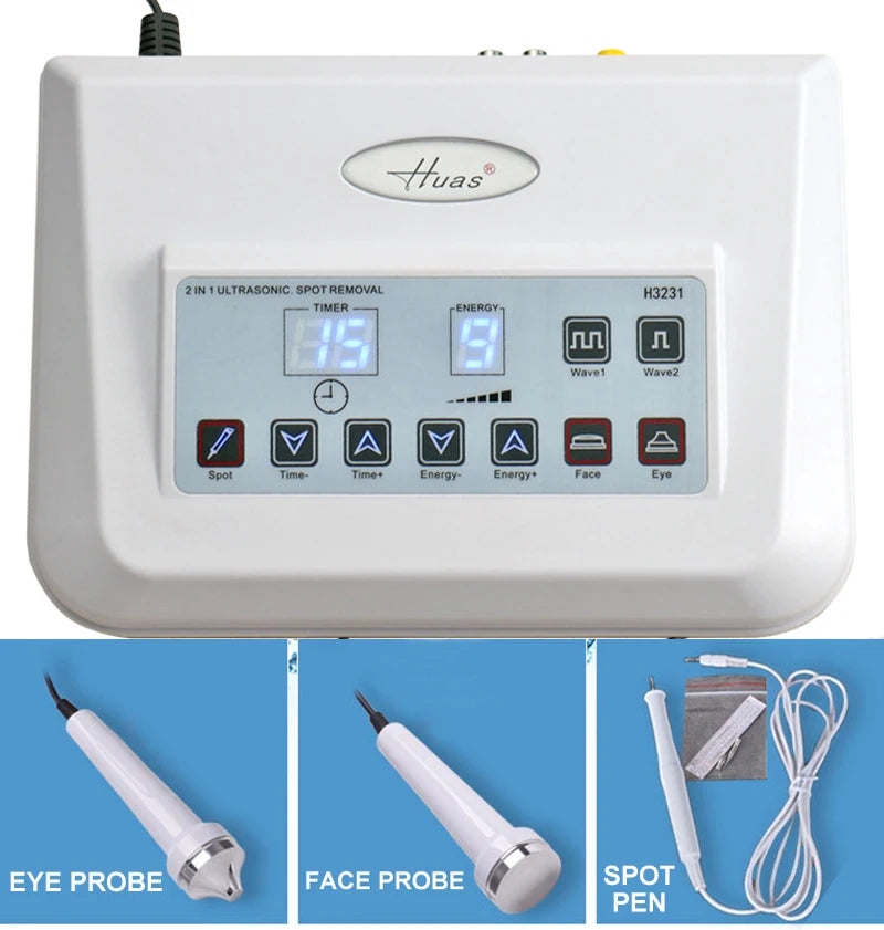 Sheluxe high frequency skin tightening machine with eye probe face probe and spot pen attachments in white
