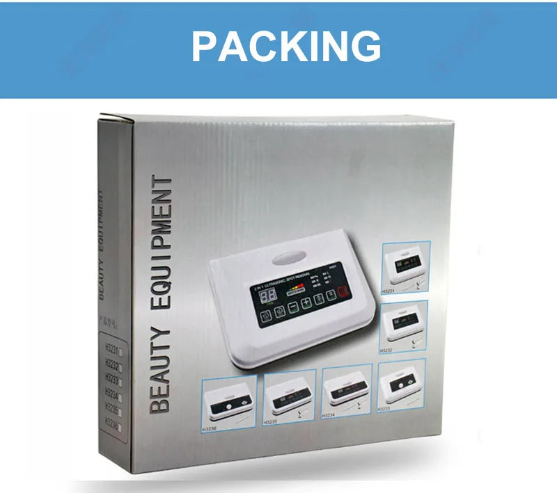 Sheluxe high frequency skin tightening machine packaging box showing device image and control panel