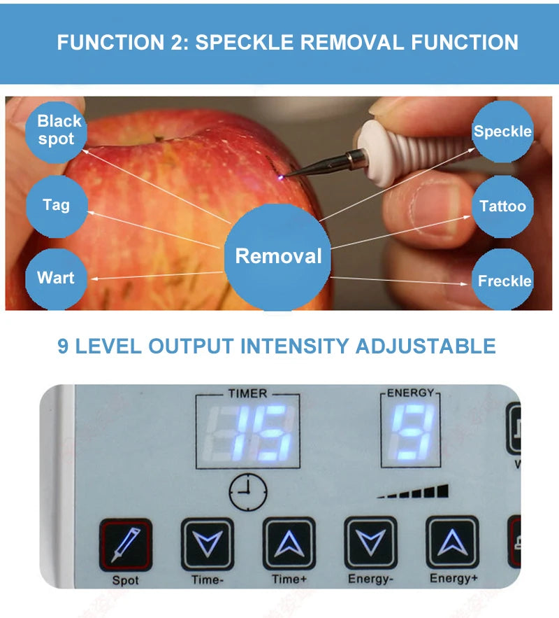 Sheluxe high frequency skin tightening machine with speckle removal function and adjustable output intensity controls