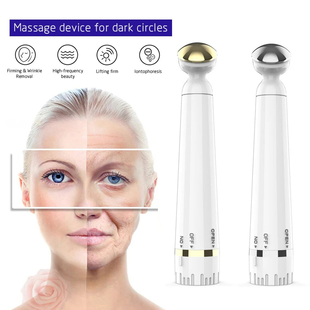 Sheluxe anti ageing eye wrinkle remover device with gold and silver heads for firming and wrinkle removal
