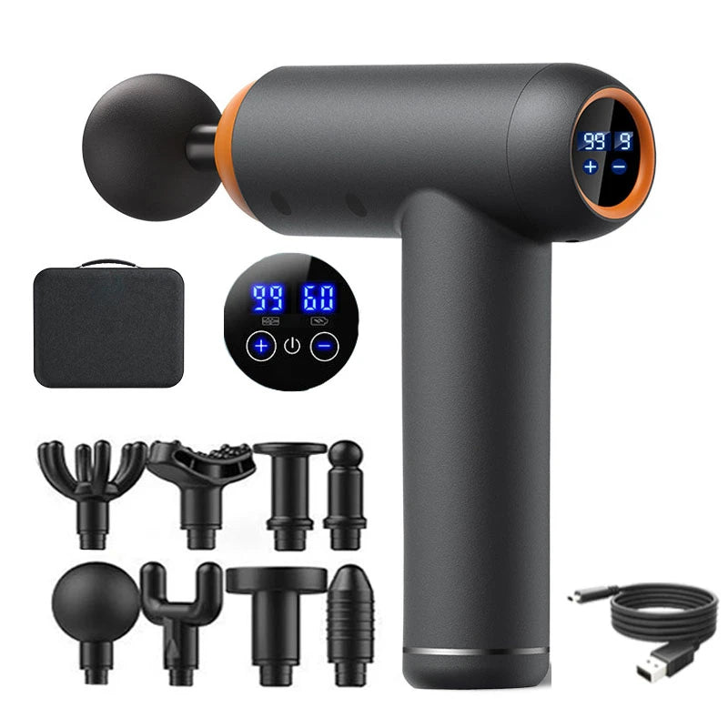Sheluxe massage gun for back and leg pain relief with multiple attachments and digital display