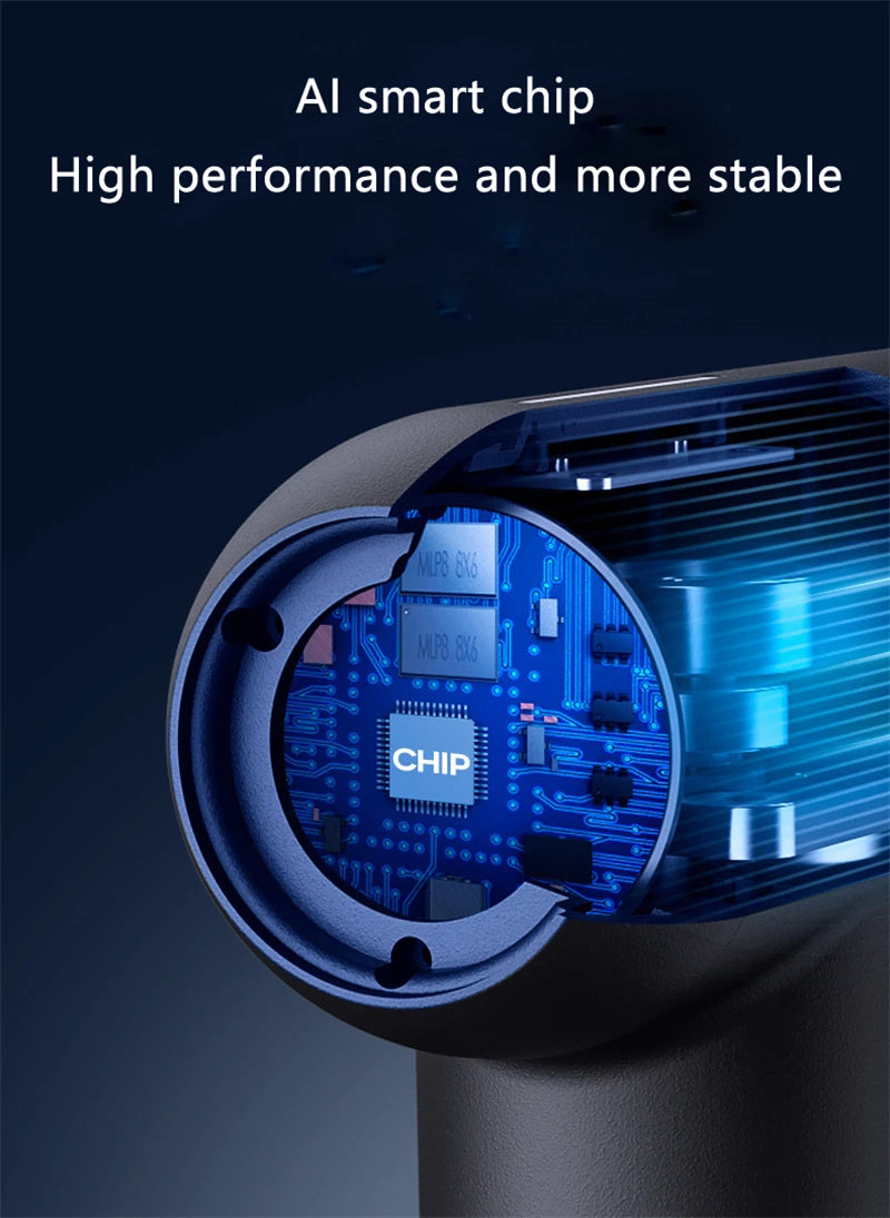 Sheluxe massage gun for back and leg pain relief with AI smart chip for high performance and stability