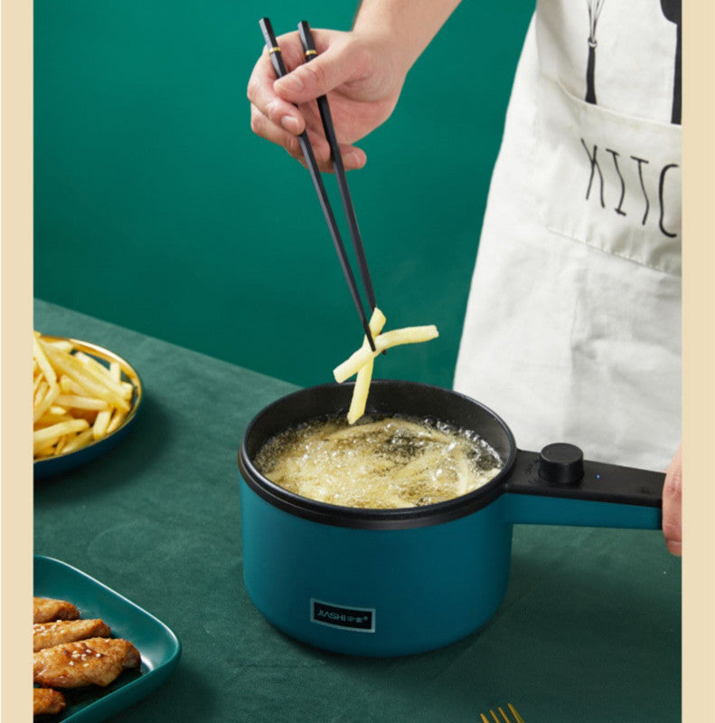 Nutritea portable electric pot for dorm frying French fries with chopsticks in blue