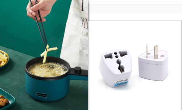 Nutritea portable electric pot for dorm with fries cooking and international plug adapters