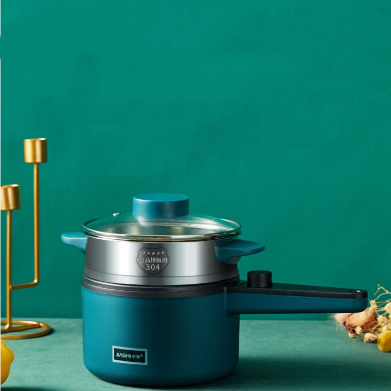Nutritea portable electric pot for dorm in teal color with glass lid and long handle