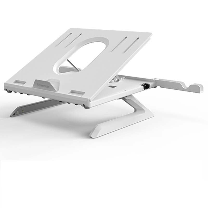 Sheluxe white portable laptop stand adjustable with ergonomic design and foldable legs