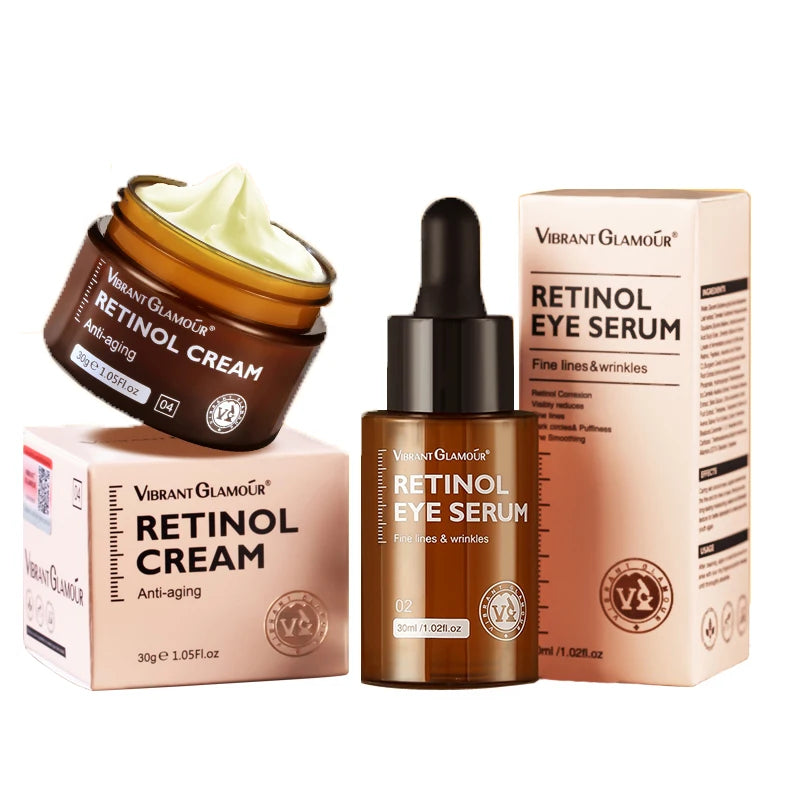 Vibrant Glamour facial care duo Retinol Cream and Retinol Eye Serum with anti-aging benefits