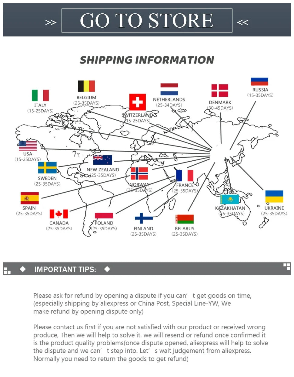 World map showing estimated shipping times for Sheluxe products including women's electric razor for face